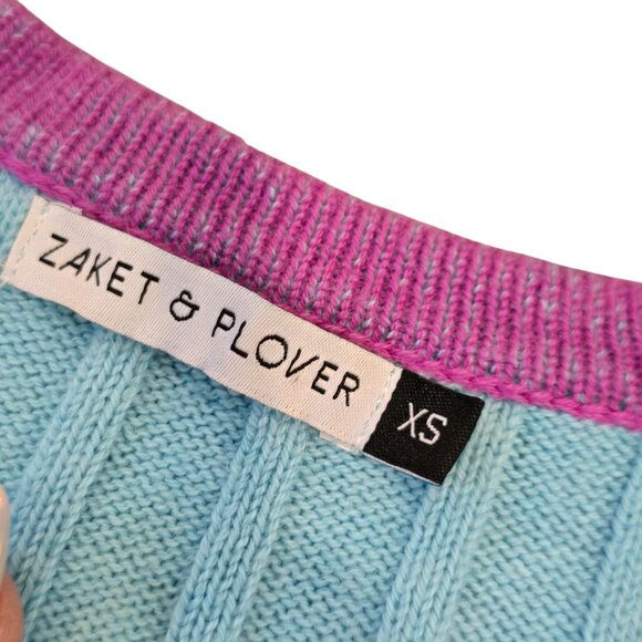 Zaket & Plover Womens XS Ribbed Colorblock ribbed Sweater Cashmere/Cotton Blend - Picture 5 of 5